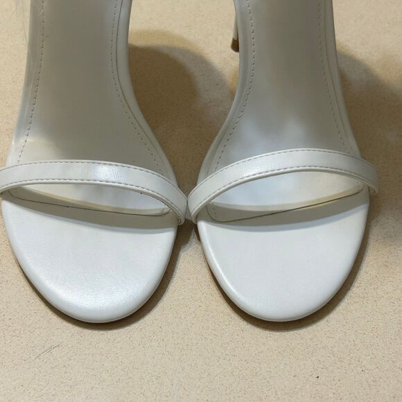 Marc Fisher Genivy Feather Cuff Sandals 7.5M Open Toe Stiletto Heels Zip Sexy - Picture 3 of 10